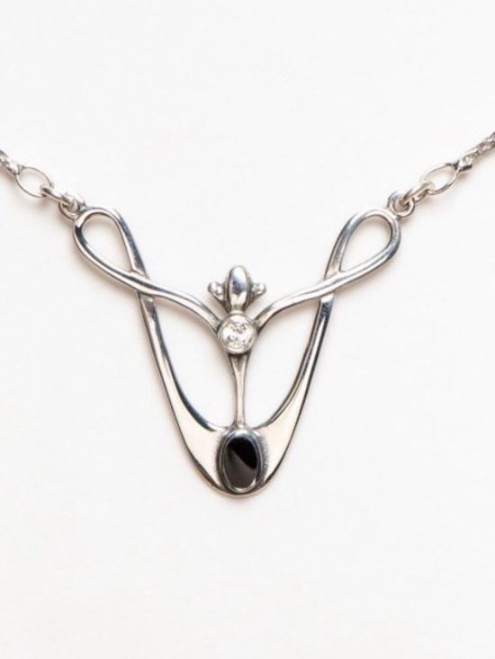 GL Nederland Jewelry - Art Nouveau Necklace Onyx Crystal 925 Silver